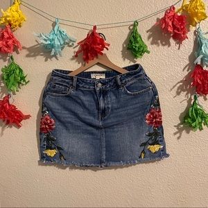 Denim Skirt w/ Floral Print | Skirt | Floral | 28